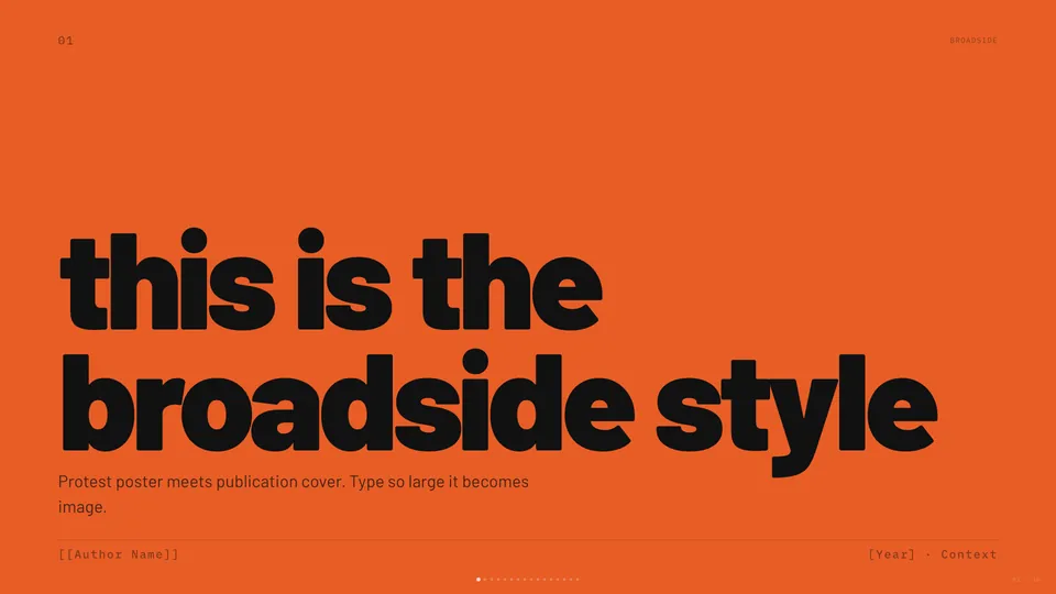 Broadside HTML presentation template cover reference