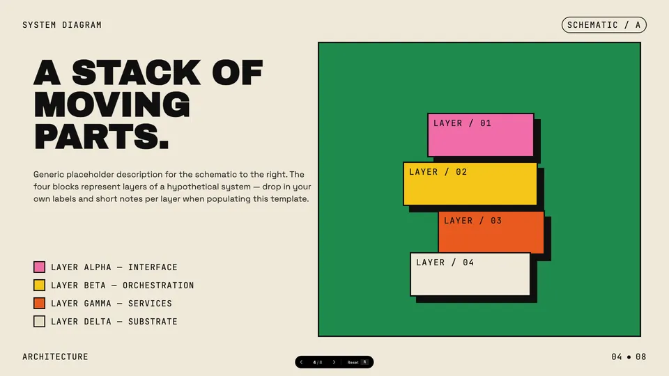 Creative Mode HTML presentation template mid-deck reference