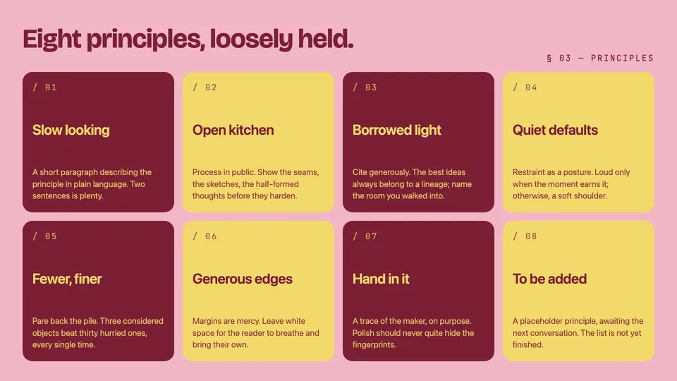 Editorial Tri-Tone HTML presentation template later slide reference