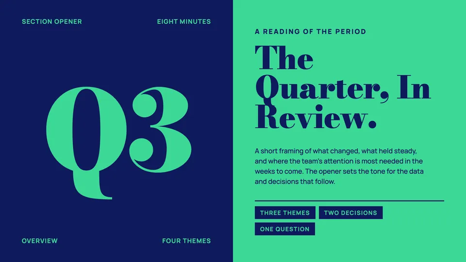 Emerald Editorial HTML presentation template mid-deck reference