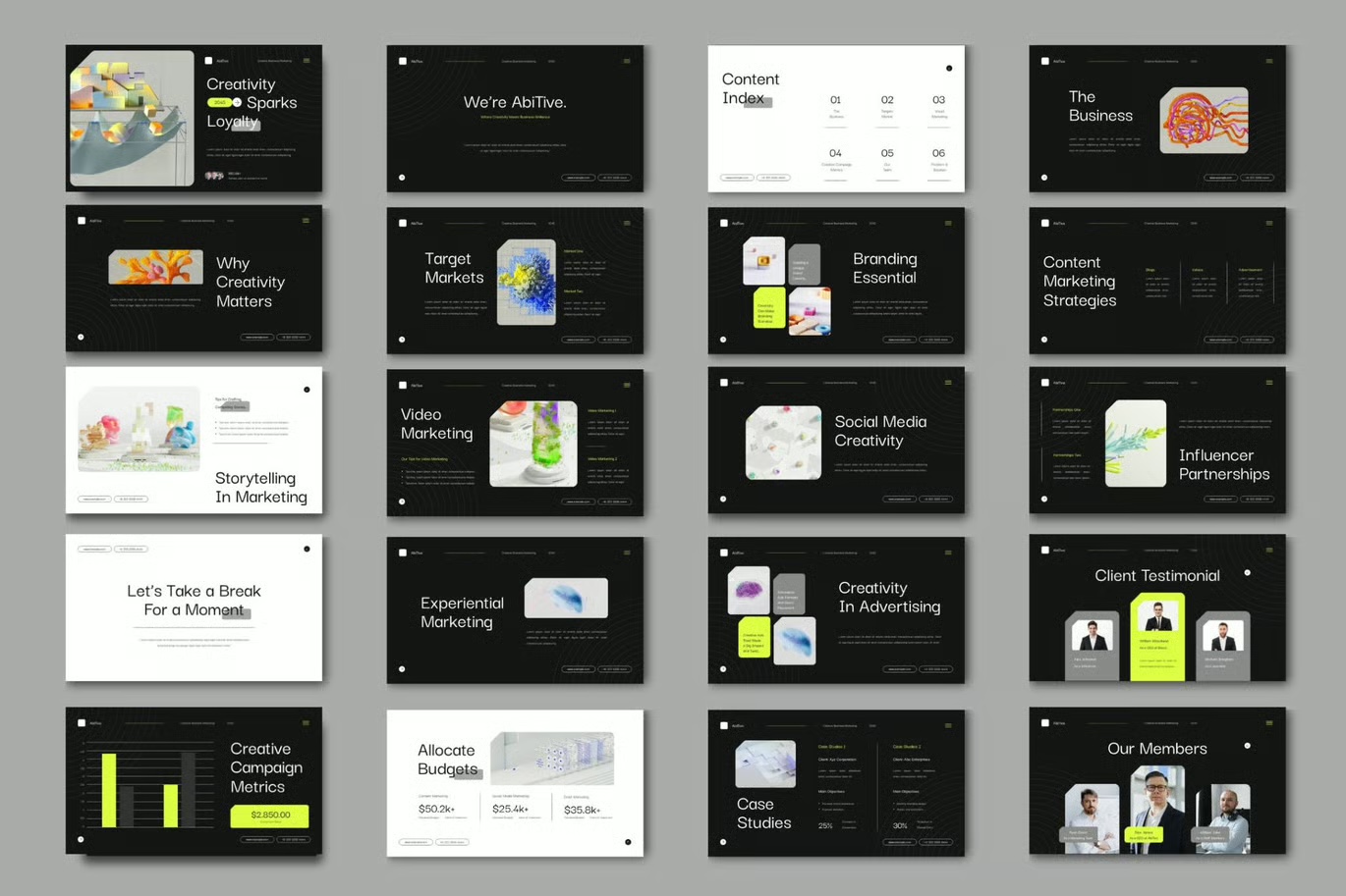 Black White Creative Marketing Presentation preview