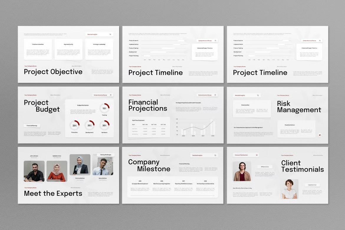White Red Modern Project Proposal Google Slide preview