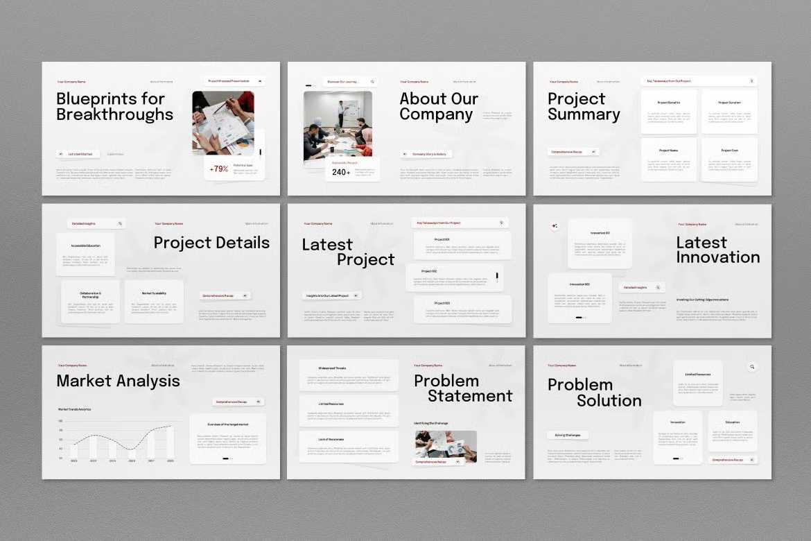 White Red Modern Project Proposal Google Slide preview