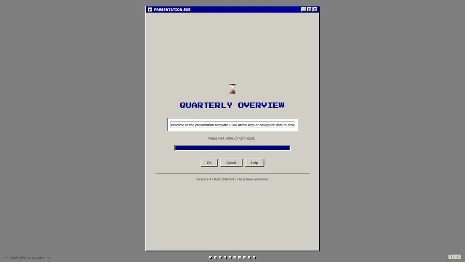 Retro Windows HTML presentation template cover reference