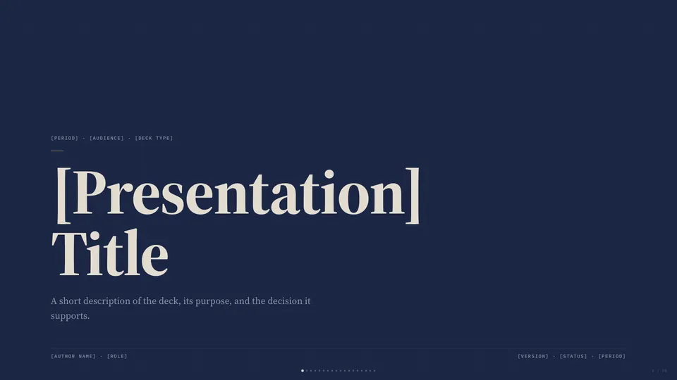 Signal HTML presentation template cover reference