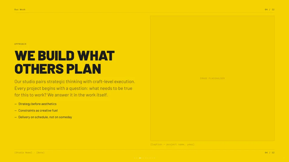 Studio HTML presentation template mid-deck reference